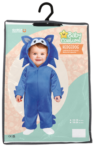 Costume Riccio Blu Baby Tuta con Cappuccio Travestimento Carnevale Cosplay Sonic Feste in Maschera - 7621