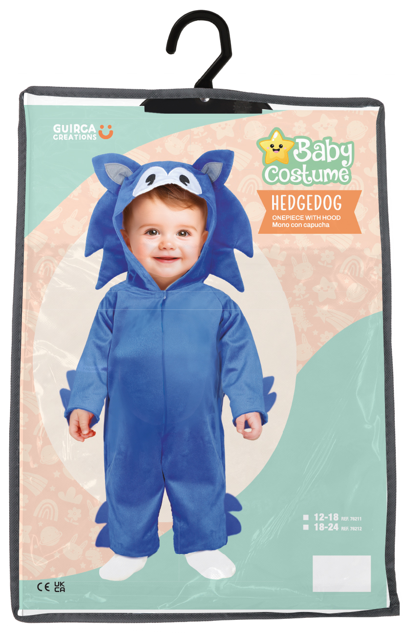 Costume Riccio Blu Baby Tuta con Cappuccio Travestimento Carnevale Cosplay Sonic Feste in Maschera - 7621