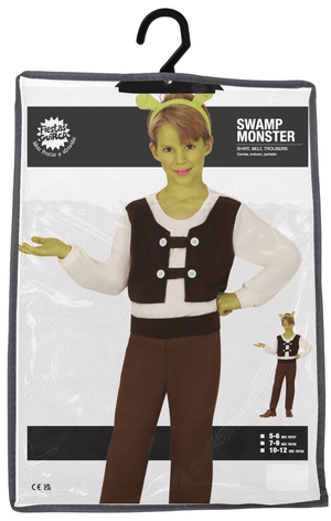 Costume Mostro Della Palude Travestimento Orco Verde Carnevale Cosplay Shrek Feste in Maschera - 7872