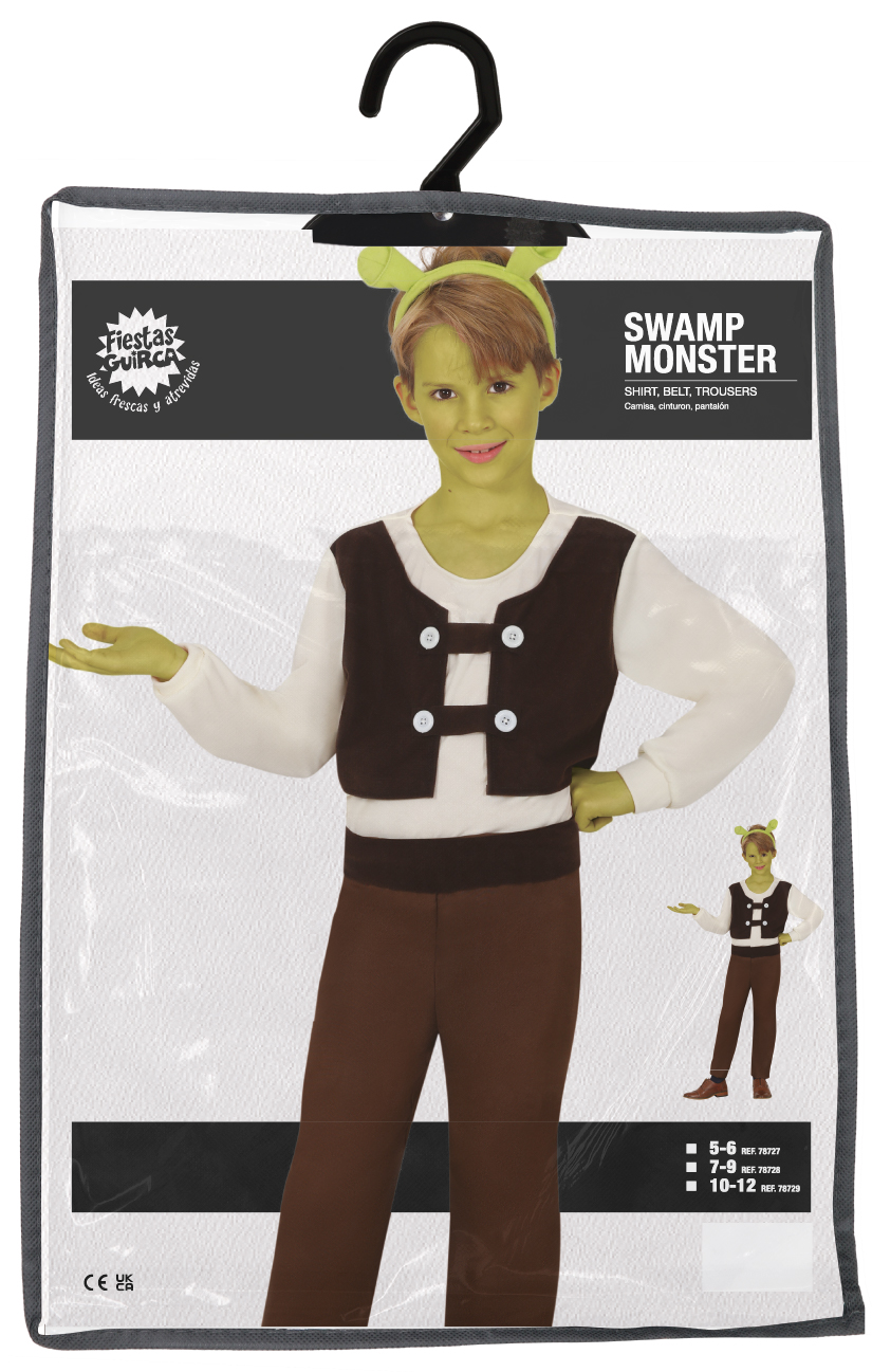 Costume Mostro Della Palude Travestimento Orco Verde Carnevale Cosplay Shrek Feste in Maschera - 7872