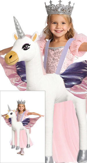 Costume Unicorno Abito e Peluche Travestimento 7-9 Anni Carnevale Feste a Tema - 78760
