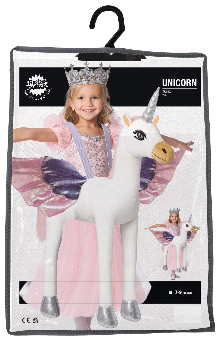 Costume Unicorno Abito e Peluche Travestimento 7-9 Anni Carnevale Feste a Tema - 78760