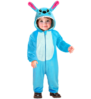 Costume Mostro Stitch in Morbido Velluto Tuta con Cappuccio Travestimento Carnevale Cosplay Feste in Maschera - 9542