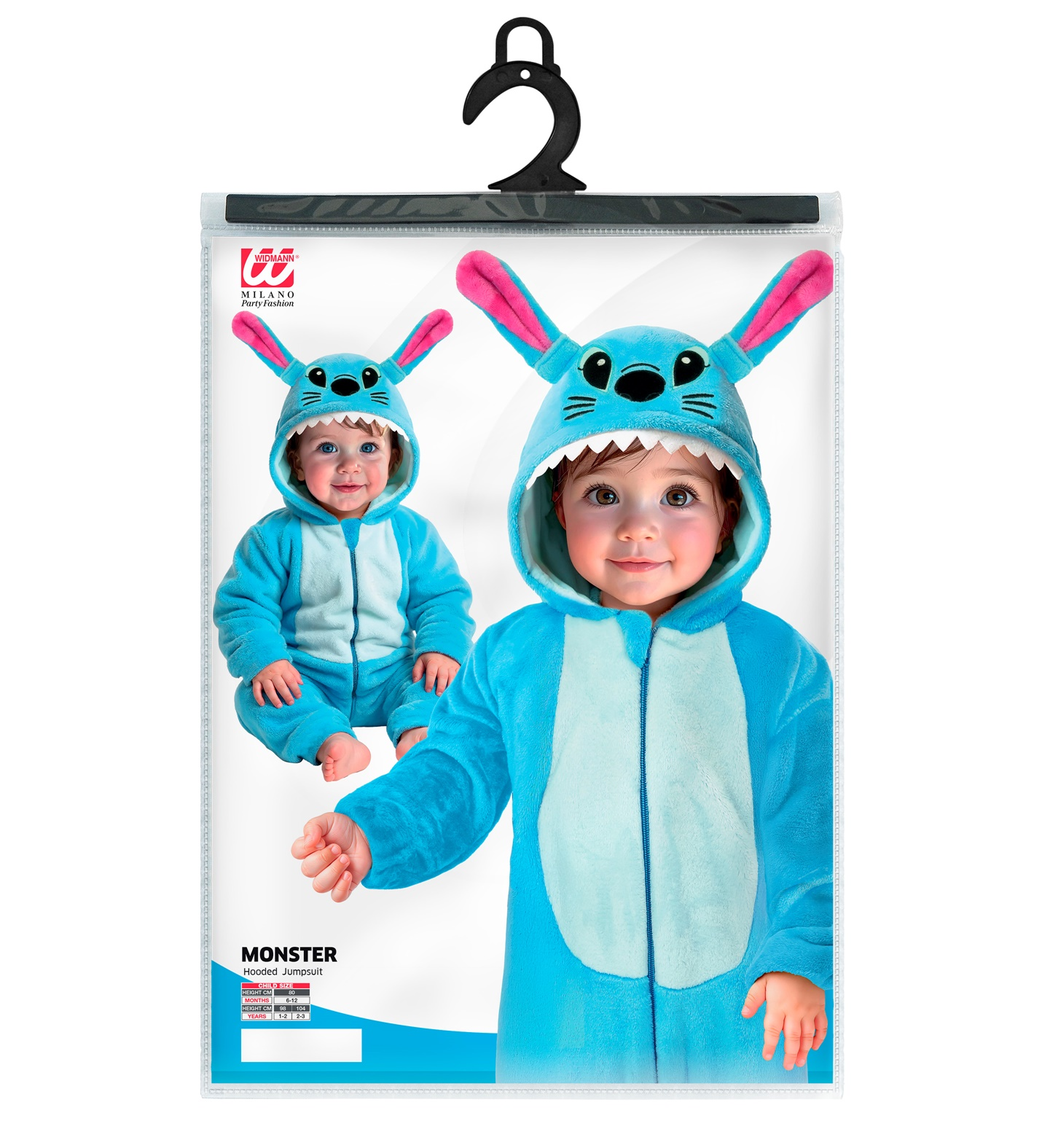 Costume Mostro Stitch in Morbido Velluto Tuta con Cappuccio Travestimento Carnevale Cosplay Feste in Maschera - 9542