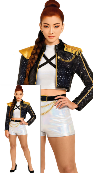 Costume K-Pop Star Silver Leader Travestimento Carnevale Cosplay Rumi Huntrix Idol Golden - 8910