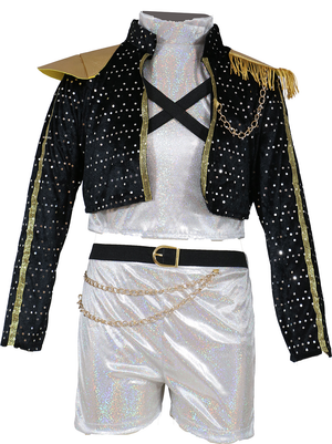 Costume K-Pop Star Silver Leader Travestimento Carnevale Cosplay Rumi Huntrix Idol Golden - 8910