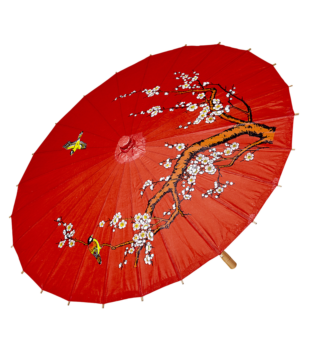 Parasole Orientale in Carta Rosso con Struttura in Legno Accessori Vestiti Carnevale - 66789