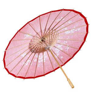 Parasole Orientale in Carta Rosso con Struttura in Legno Accessori Vestiti Carnevale - 66789