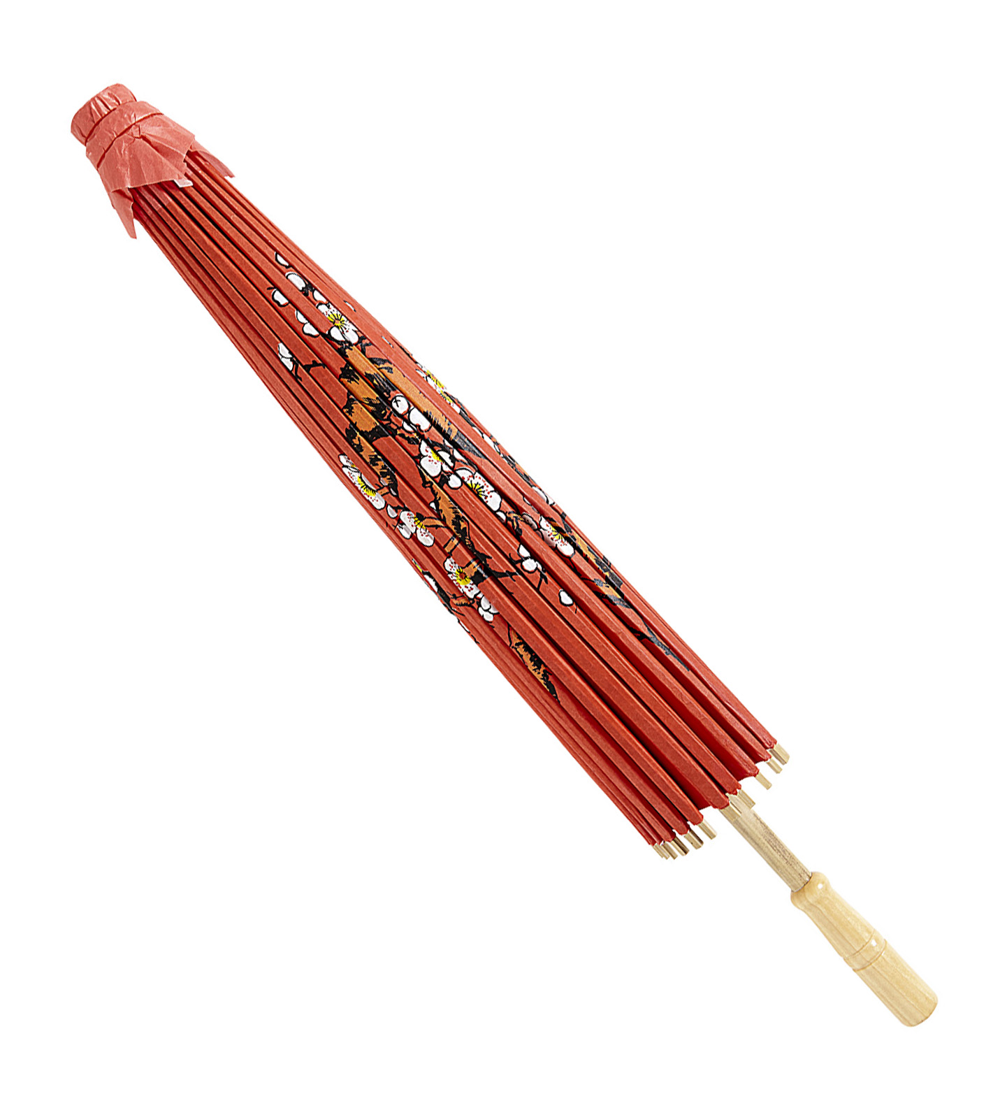 Parasole Orientale in Carta Rosso con Struttura in Legno Accessori Vestiti Carnevale - 66789