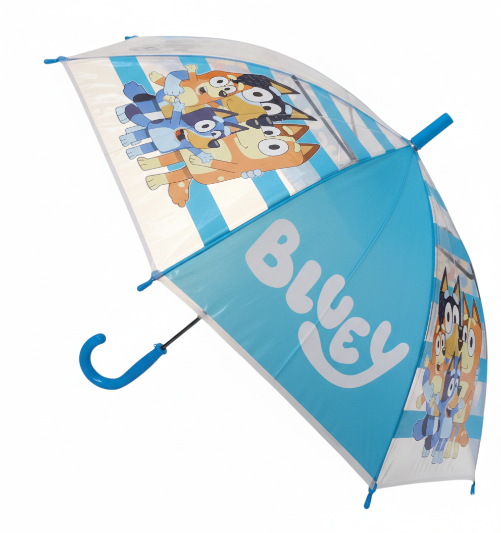 Ombrello Bluey e Famiglia Apertura Automatica Manico Ergonomico Accessorio per la Pioggia Bambini