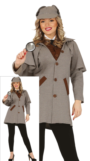 Costume Detective Donna Travestimento Carnevale Cosplay Sherlock Holmes Feste in Maschera - 7922