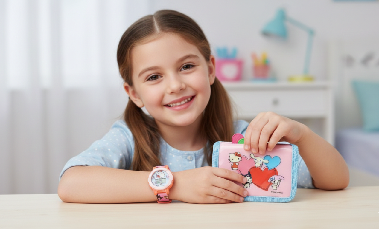 Set Orologio da Polso Digitale + Portafogli Hello Kitty Accessori per Bambini - Gnt01hk