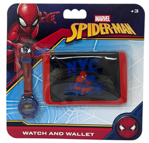 Set Orologio da Polso Digitale + Portafogli Spiderman Accessori per Bambini - Gnt01sp