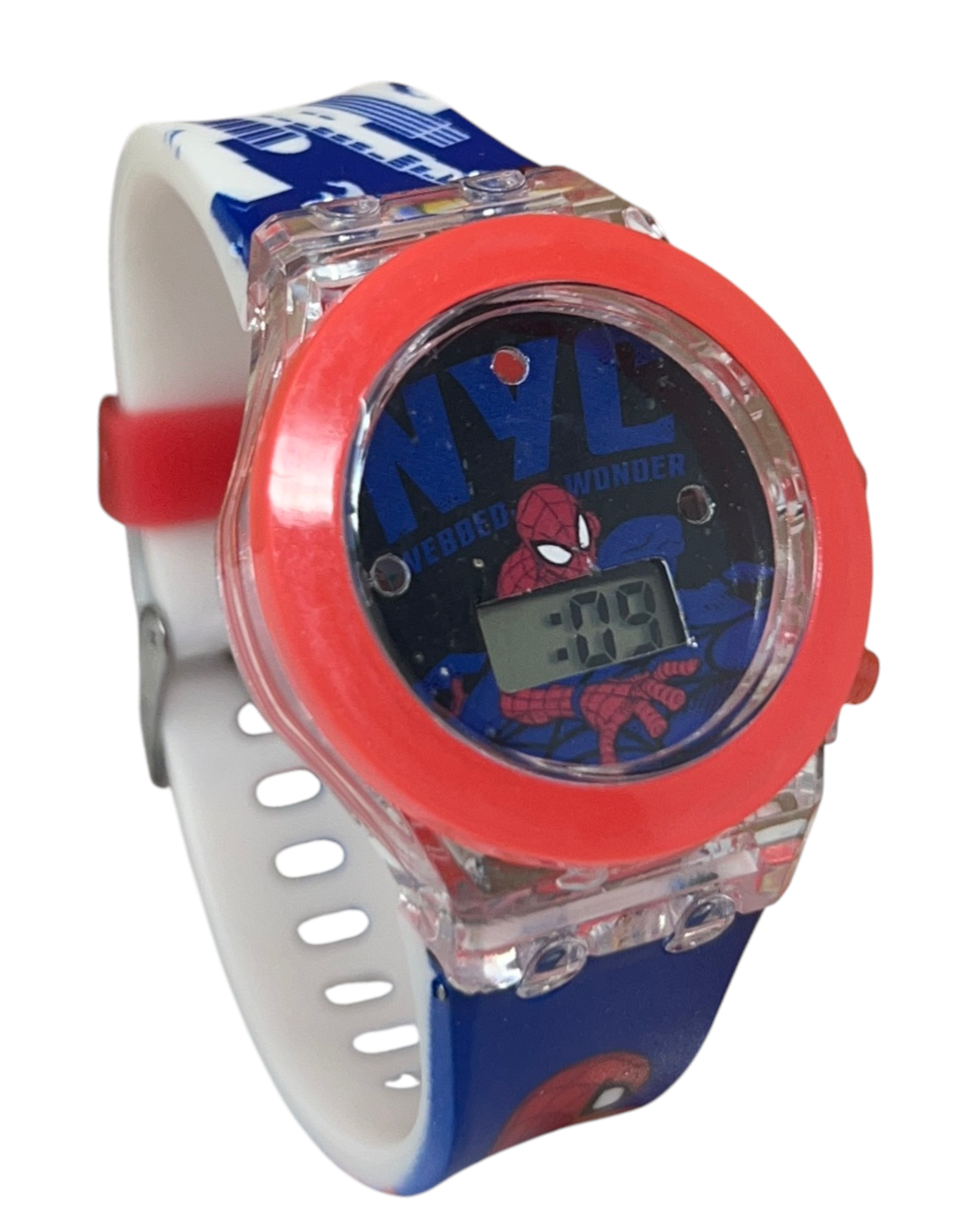 Orologio con Luci a LED Spiderman da Polso con Cinturino Regolabile - Gnt38sp