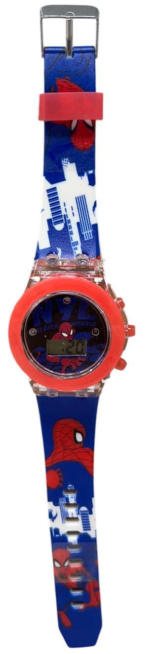 Orologio con Luci a LED Spiderman da Polso con Cinturino Regolabile - Gnt38sp