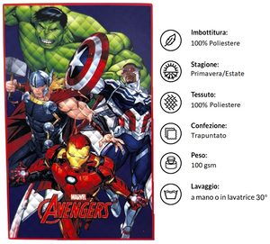 Trapuntino Avengers MARVEL Coperta Copriletto Trapuntato 100 Gsm Letto Singolo 150x250 CM - Je14390ad