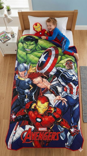 Trapuntino Avengers MARVEL Coperta Copriletto Trapuntato 100 Gsm Letto Singolo 150x250 CM - Je14390ad