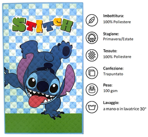 Trapuntino Stitch DISNEY Coperta Copriletto Trapuntato 100 Gsm Letto Singolo 150x250 CM - Je14384ad