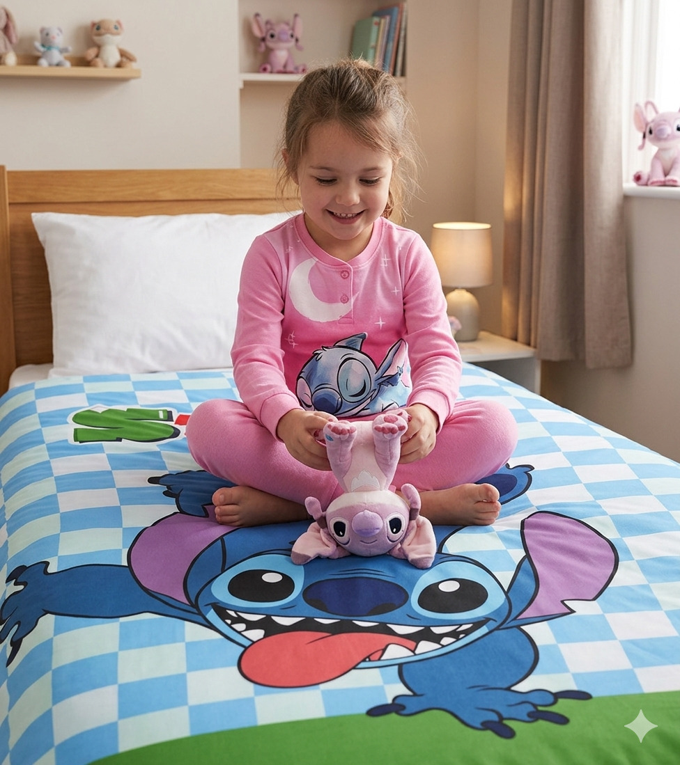 Trapuntino Stitch DISNEY Coperta Copriletto Trapuntato 100 Gsm Letto Singolo 150x250 CM - Je14384ad