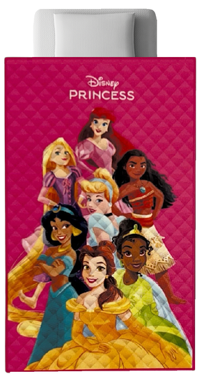 Trapuntino Principesse DISNEY Coperta Copriletto Trapuntato 100 Gsm Letto Singolo 150x250 CM - Je14387ad