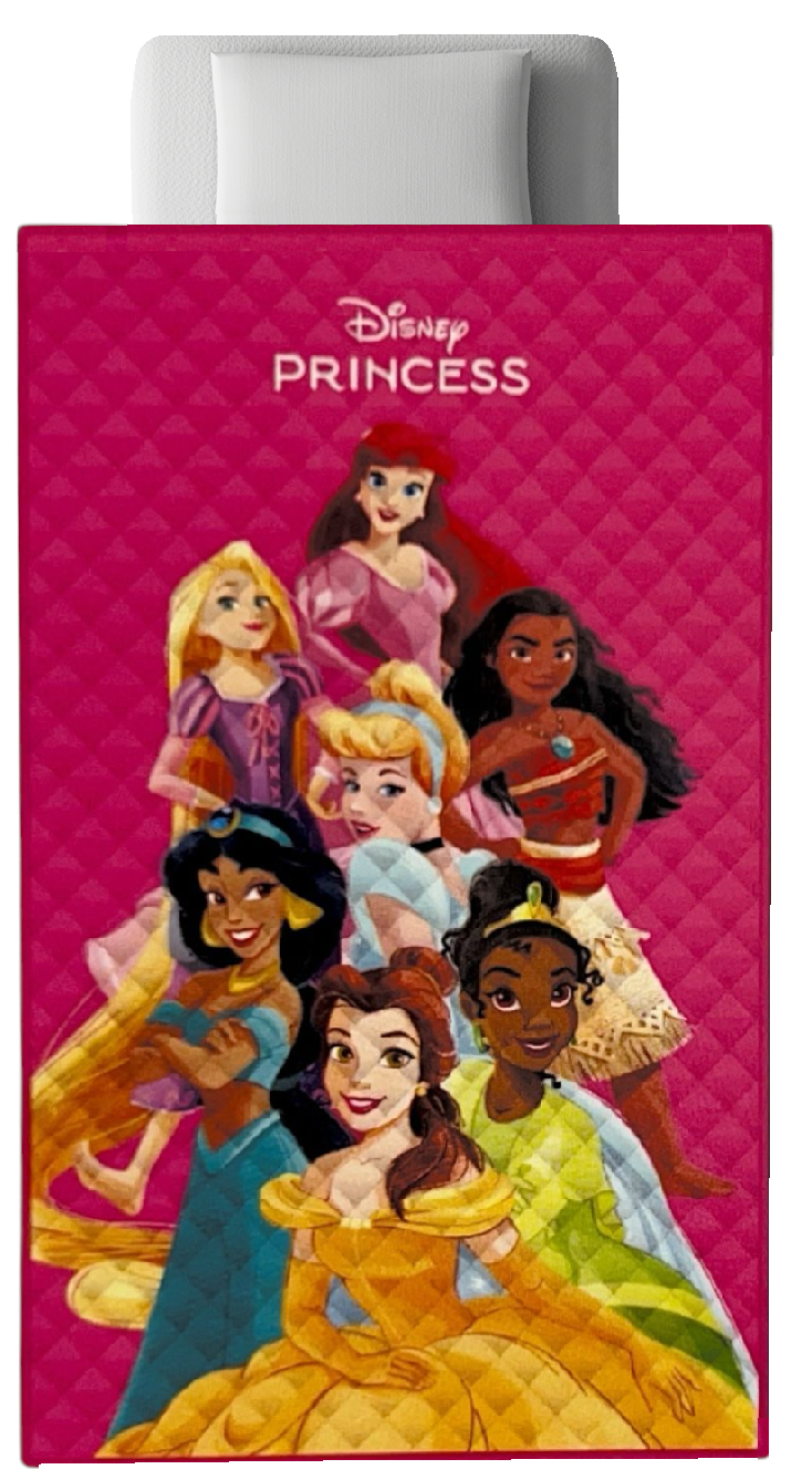 Trapuntino Principesse DISNEY Coperta Copriletto Trapuntato 100 Gsm Letto Singolo 150x250 CM - Je14387ad