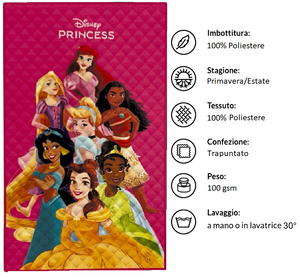 Trapuntino Principesse DISNEY Coperta Copriletto Trapuntato 100 Gsm Letto Singolo 150x250 CM - Je14387ad