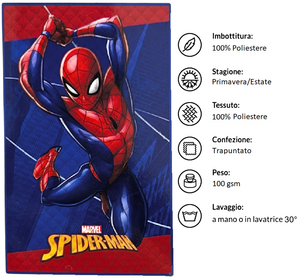 Trapuntino Spiderman MARVEL Coperta Copriletto Trapuntato 100 Gsm Letto Singolo 150x250 CM - Je14388ad