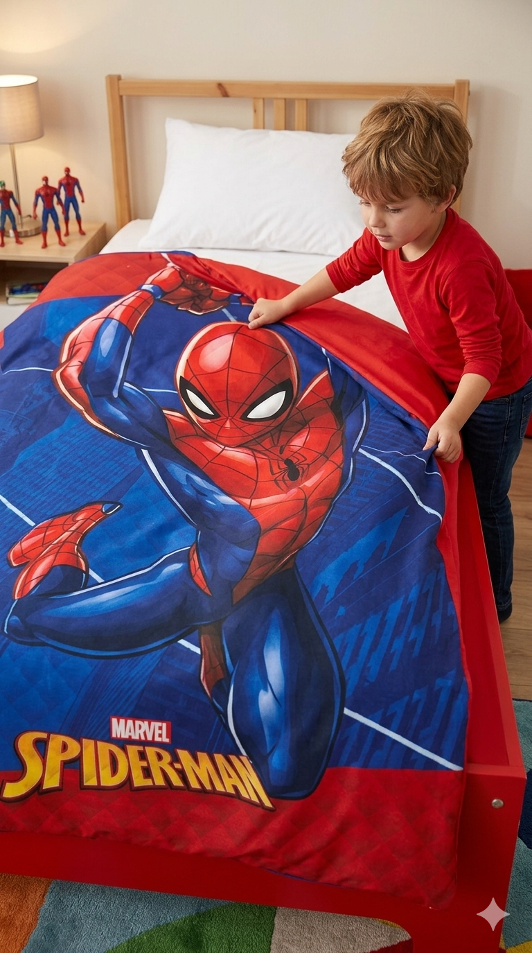 Trapuntino Spiderman MARVEL Coperta Copriletto Trapuntato 100 Gsm Letto Singolo 150x250 CM - Je14388ad