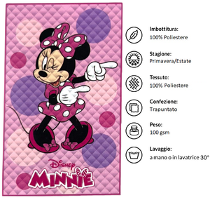 Trapuntino Minnie DISNEY Coperta Copriletto Trapuntato 100 Gsm Letto Singolo 150x250 CM - Je14383ad