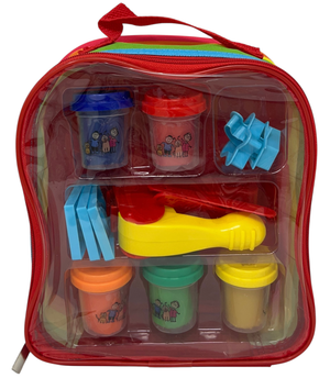 Set Plastilina Zainetto Arcobaleno con 10 Pezzi in Vasetti da 50 Gr 7 Accessori Gioco Bambino - 5848