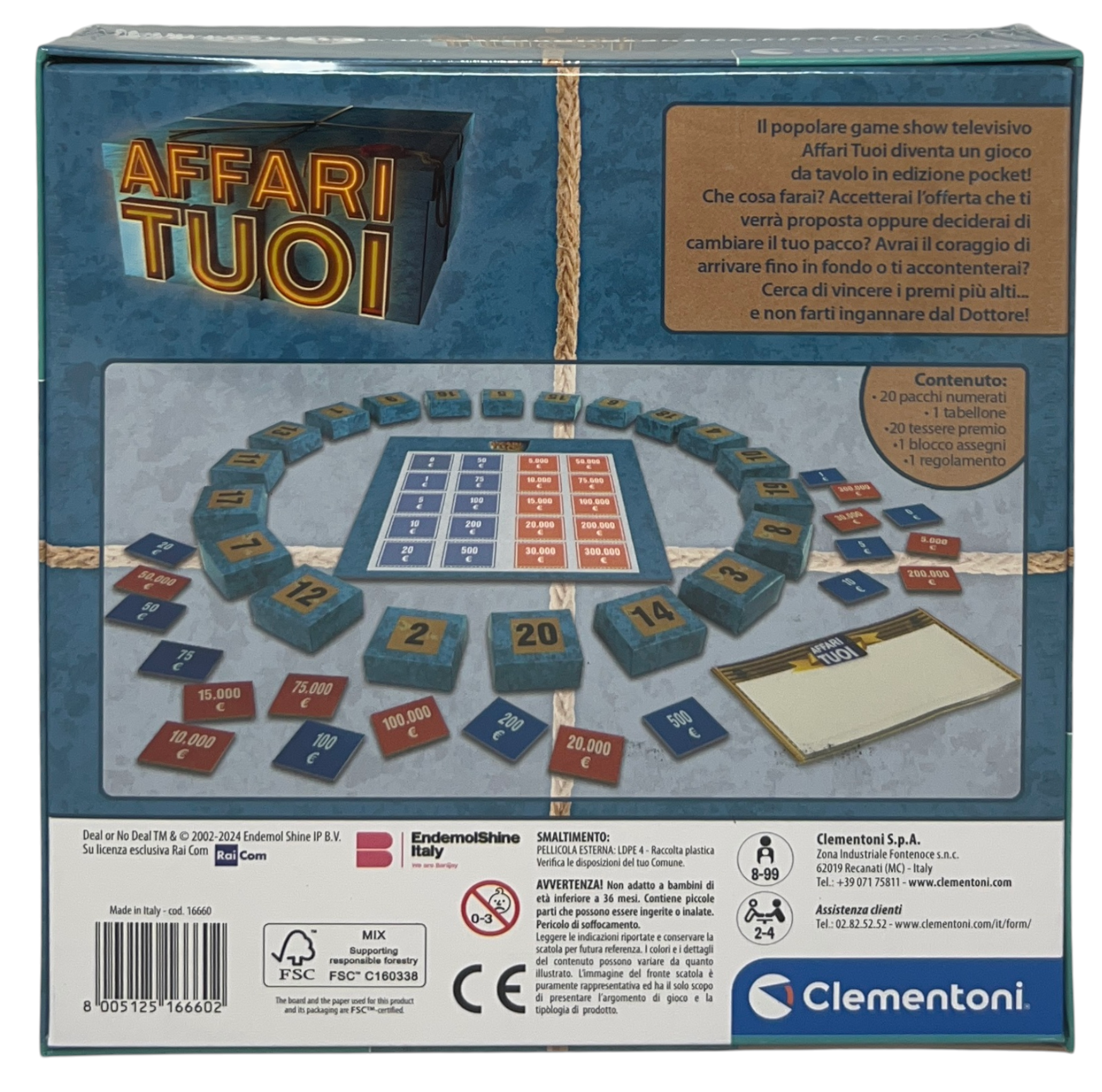 Affari Tuoi Edizione Pocket Gioco da Tavolo Veloce 15 Minuti per Famiglie 2-4 Giocatori da 8 Anni- 16660