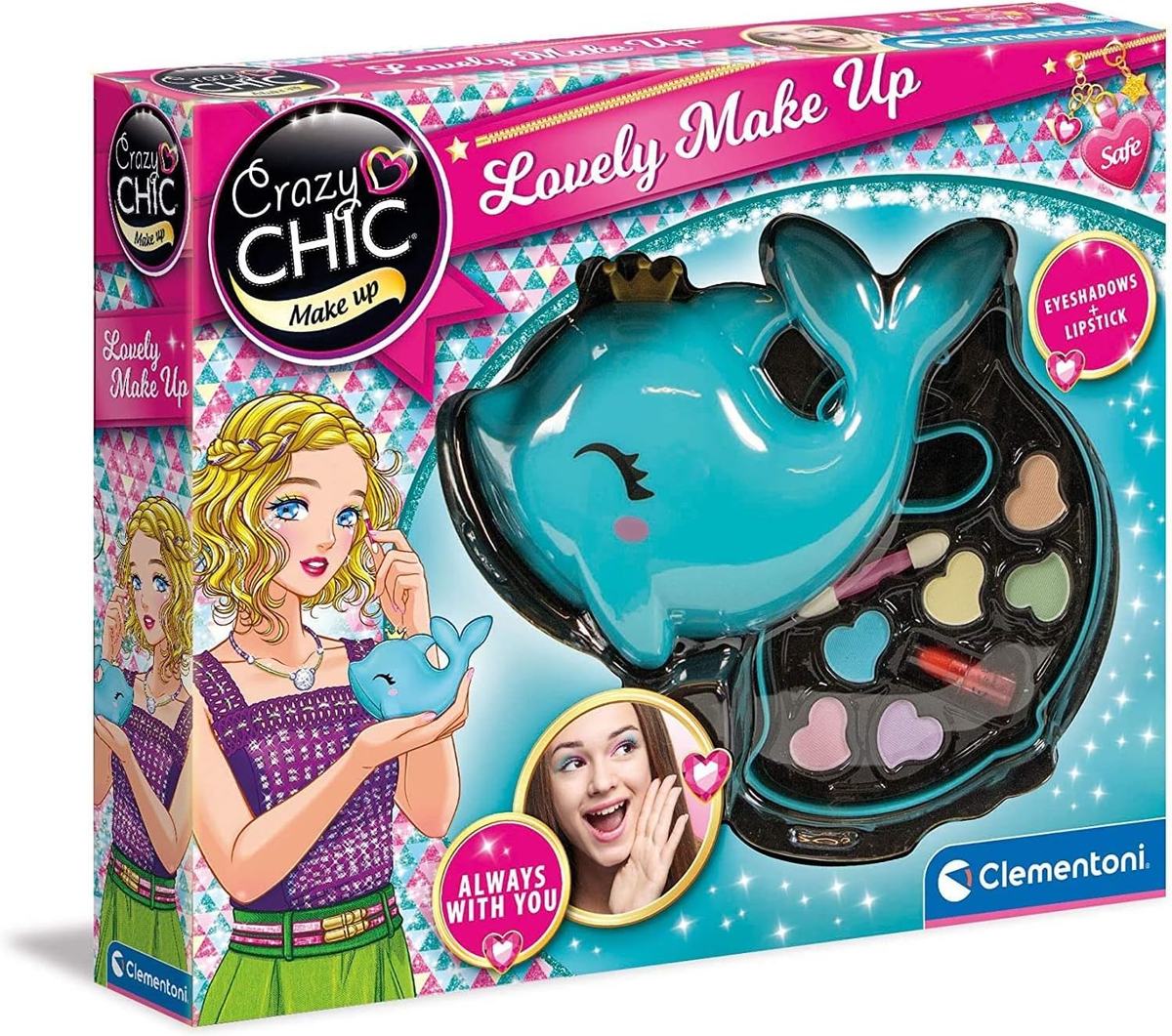 Clementoni Crazy Chic Trucchi Trousse Delfino Ombretti Lipstick Sicuro per Bambine - 18630