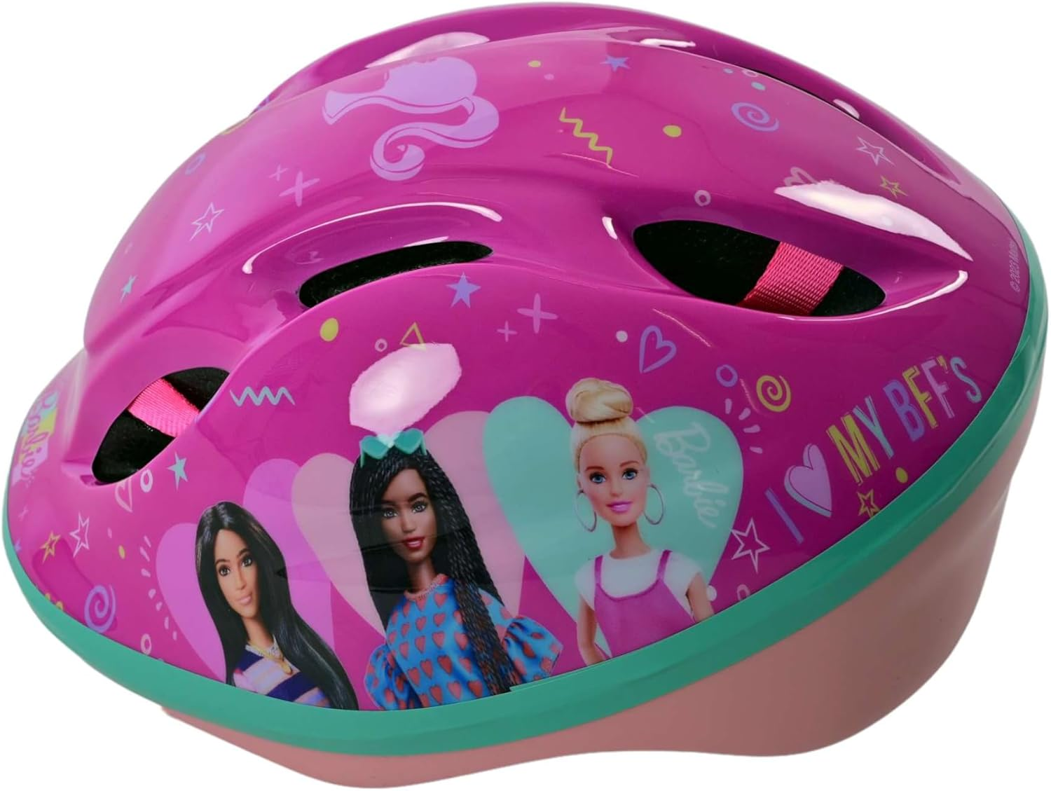 Casco Protettivo Barbie Mattel per Bici Regolabile 52-56 CM Omologato con Ventilazione - 1172