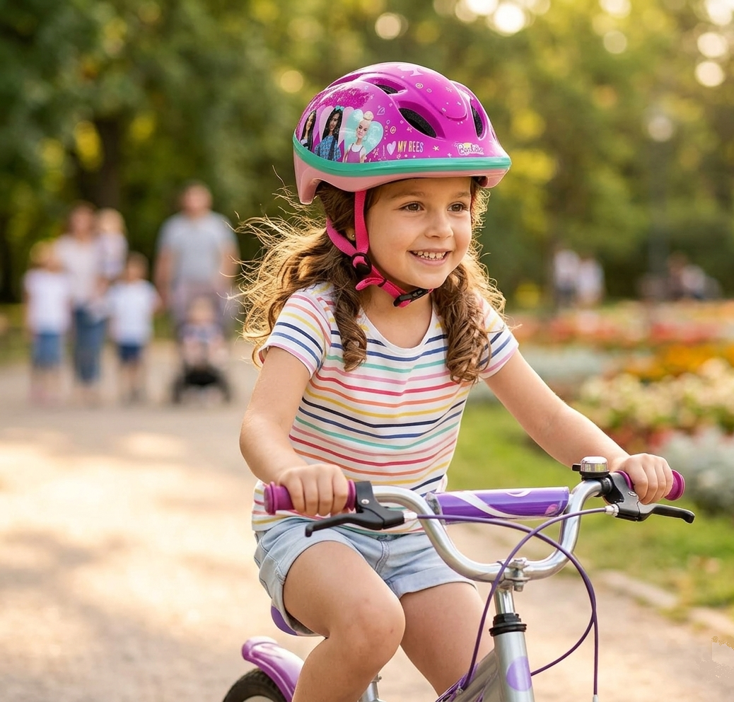 Casco Protettivo Barbie Mattel per Bici Regolabile 52-56 CM Omologato con Ventilazione - 1172