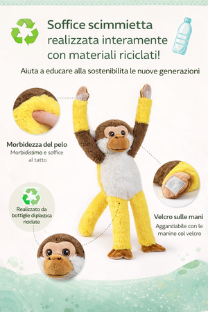 Peluche Scimmia con Velcro 39 CM Pupazzo Realizzato in Plastica Reciclata - 800235/1