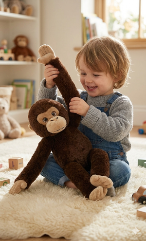 Peluche Scimmia con Velcro 39 CM Pupazzo Realizzato in Plastica Reciclata - 800235/2