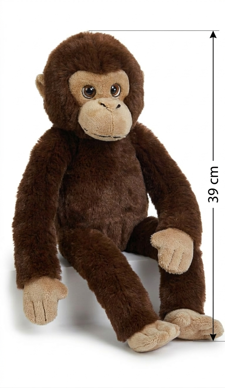 Peluche Scimmia con Velcro 39 CM Pupazzo Realizzato in Plastica Reciclata - 800235/2