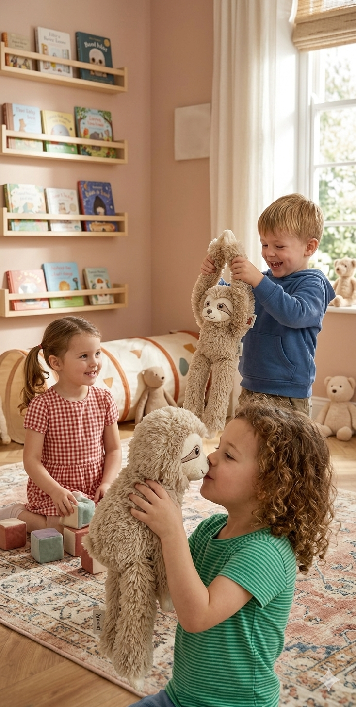 Peluche Bradipo con Velcro 39 CM Pupazzo Realizzato in Plastica Reciclata - 800235/3
