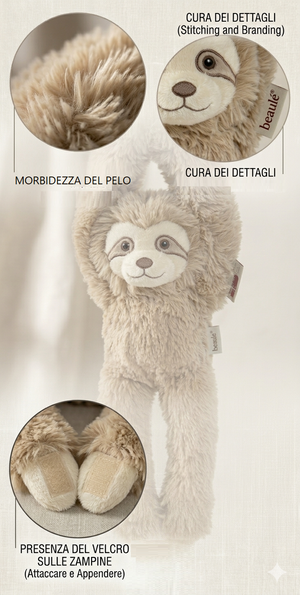Peluche Bradipo con Velcro 39 CM Pupazzo Realizzato in Plastica Reciclata - 800235/3