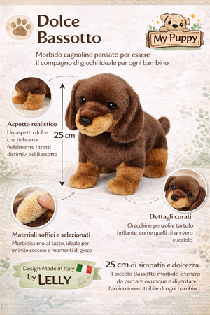 Peluche Bassotto CM 25 Pupazzo per Bambini Lelly - 642308