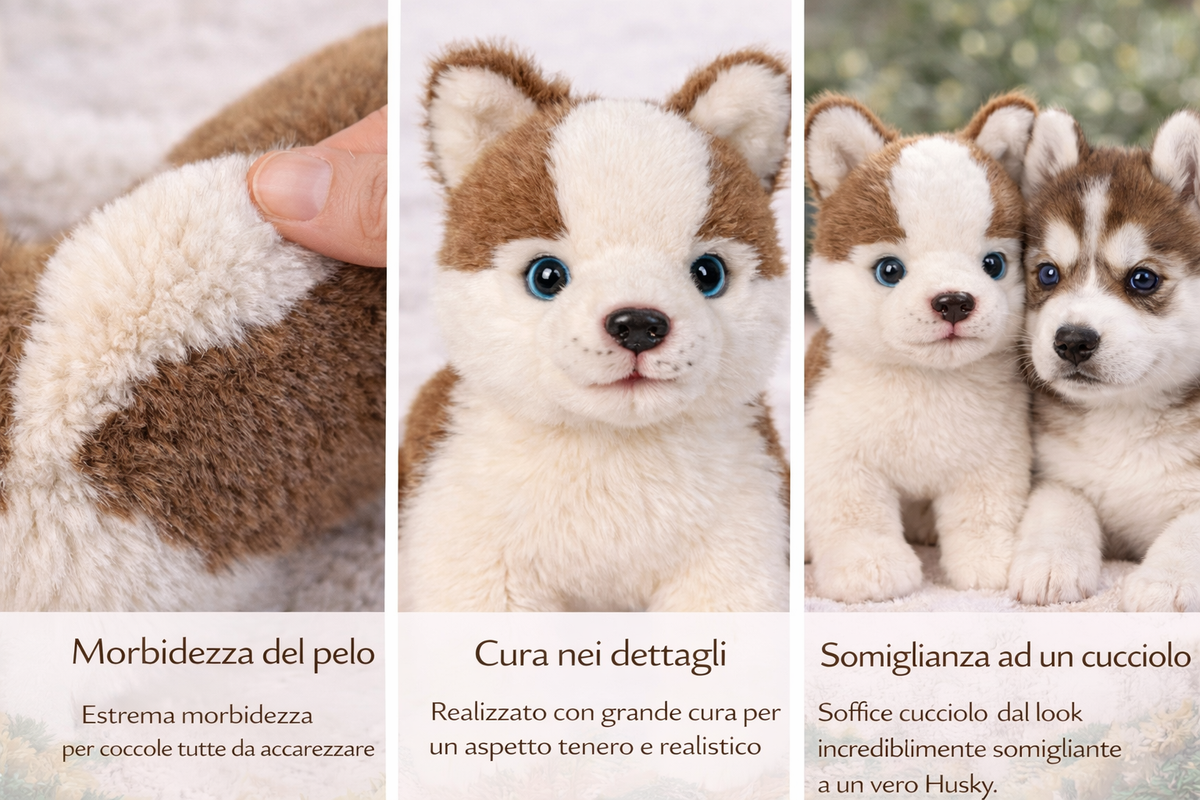 Peluche Husky CM 25 Pupazzo per Bambini Lelly - 642308