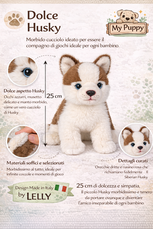 Peluche Husky CM 25 Pupazzo per Bambini Lelly - 642308