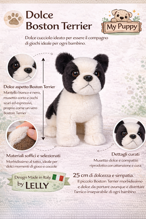 Peluche Boston Terrier CM 25 Pupazzo per Bambini Lelly - 642308