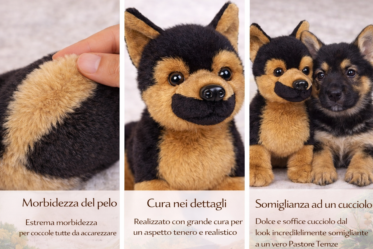 Peluche Pastore Tedesco CM 25 Pupazzo per Bambini Lelly - 642308
