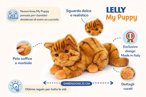 Peluche Gatto Milu CM 25 Pupazzo Gatto Arancione per Bambini Lelly - 631904