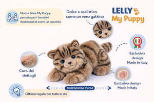 Peluche Gatto Milu CM 25 Pupazzo Gatto Grigio per Bambini Lelly - 631904