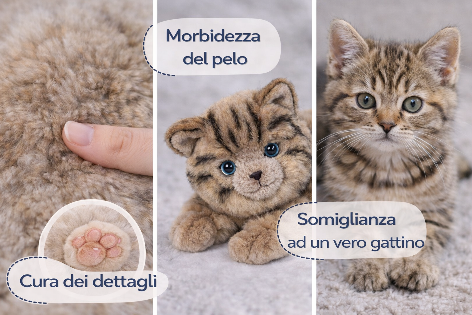 Peluche Gatto Milu CM 25 Pupazzo Gatto Grigio per Bambini Lelly - 631904