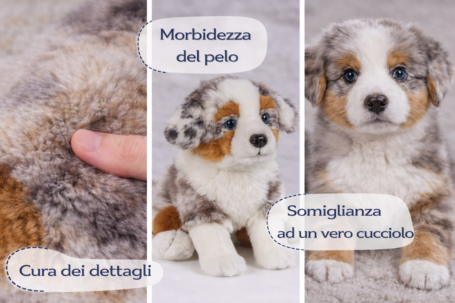 Peluche Cane Pastore Australiano CM 25 Pupazzo Cucciolo per Bambini Lelly - 642310