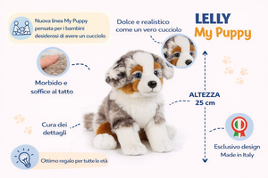 Peluche Cane Pastore Australiano CM 25 Pupazzo Cucciolo per Bambini Lelly - 642310