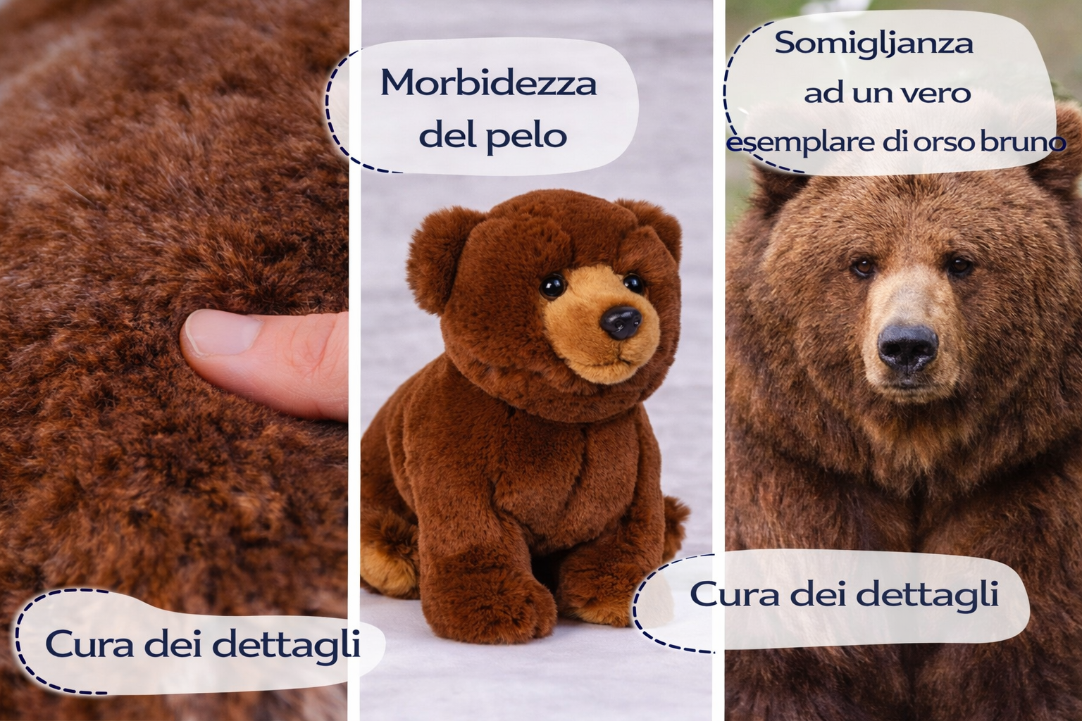 Peluche Orso Bruno CM 25 Pupazzo per Bambini Lelly - 650003